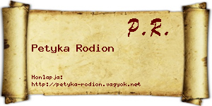 Petyka Rodion névjegykártya